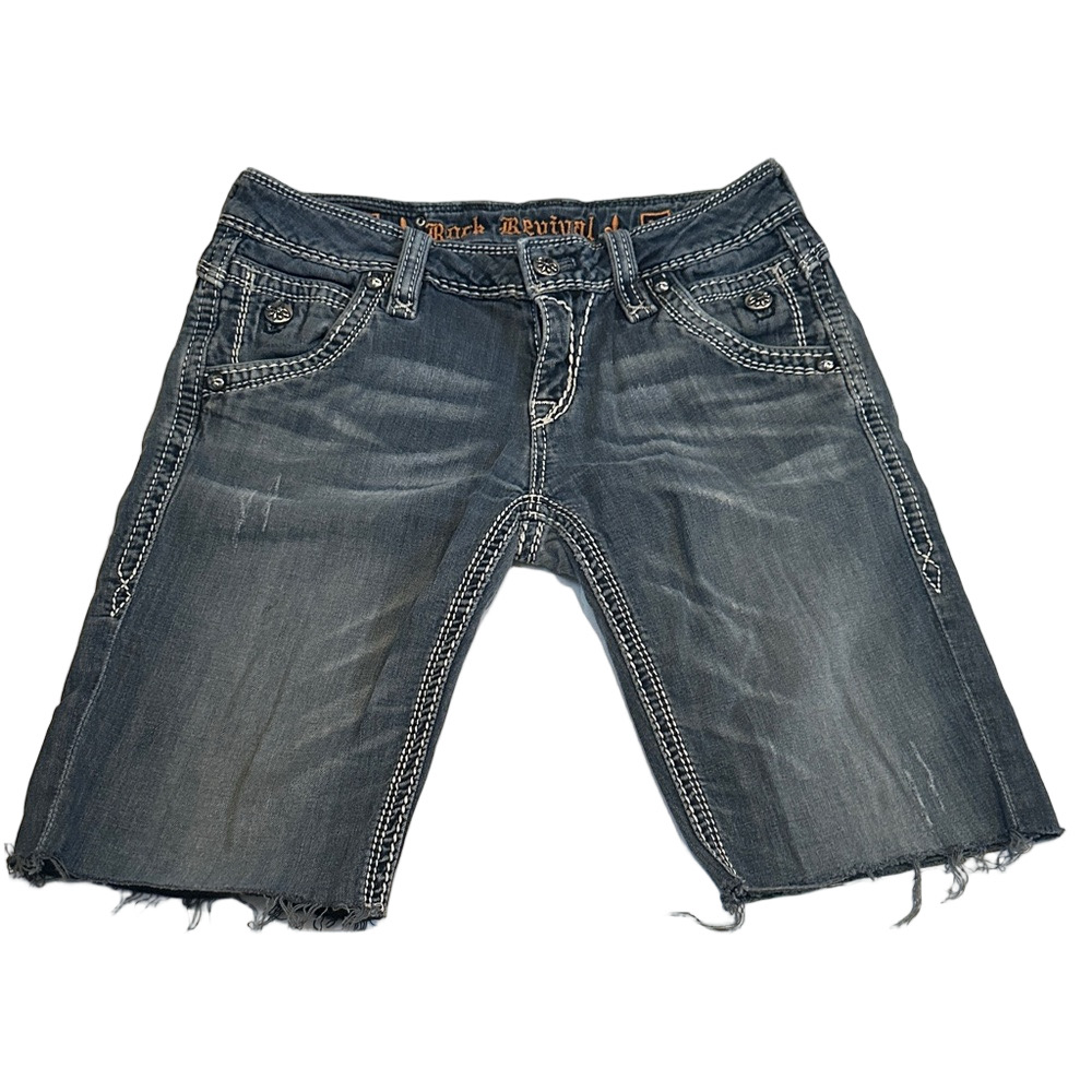 Rock Revival Blue Denim cut-off Shorts - Picture 2 of 6